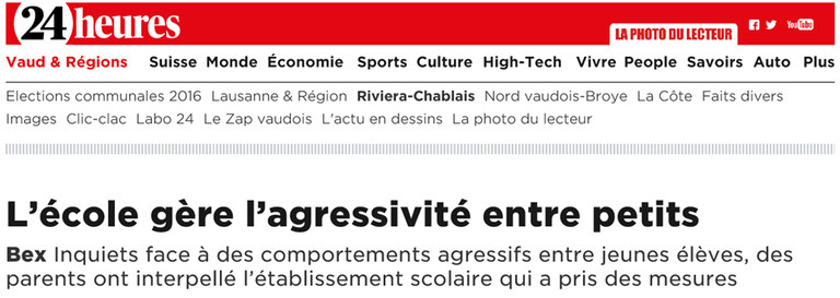 Cas pratique sous la loupe du quotidien 24 Heures: l'école de Bex (VD-CH)